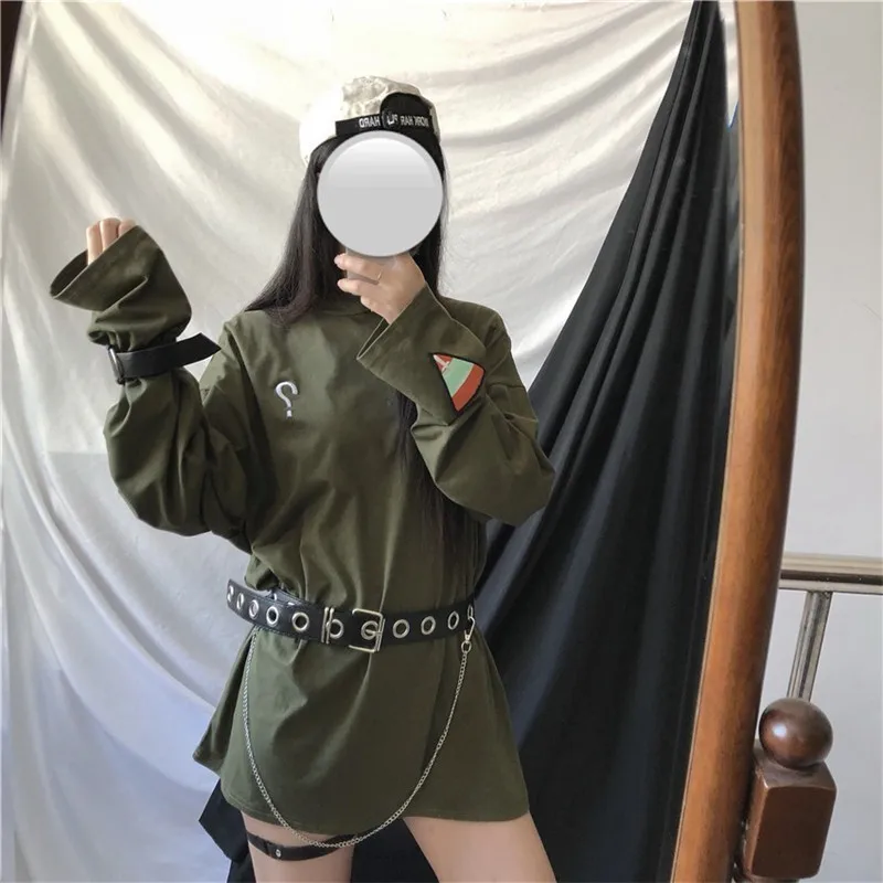 

Women Gothic Punk Style Hip Hop Black Women Belts Chain Hidden Button Girls PU Fashion Female Black Belt Cinto