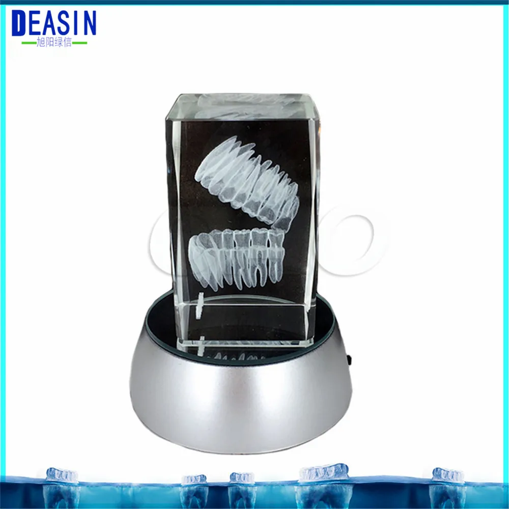 

1 pcs Dentist Gift Crafts 3D Tooth Model Clear Crystal Stand With LED Lamp Stand Character Tooth 3Glowing Colorful