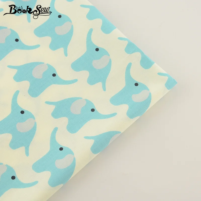 

Booksew Light Green Elephant Design Cotton Twill Fabric Home Textile Sewing Cloth Tela For Baby Patchwork Bedding Crafts Dolls