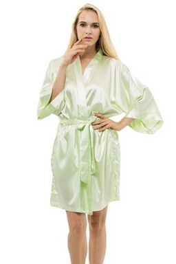 Femmes soie Satin courte Robe de nuit solide Kimono Robe mode Robe de bain Sexy Peignoir Peignoir Femme mariage mariée Robe de demoiselle d'honneur