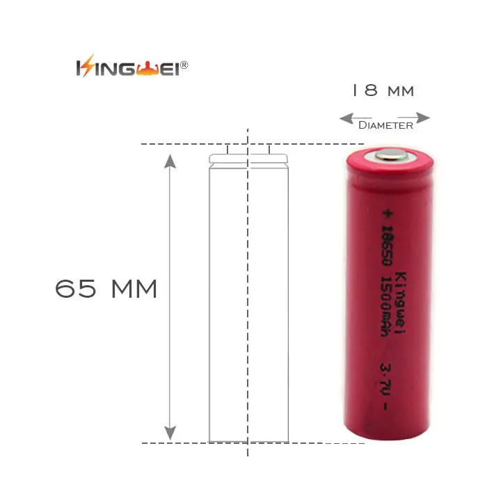 100 шт. kingwei красный оригинальный бренд 18650 Li-lon 1500 мАч Перезаряжаемые Батарея 3.7 В batterie