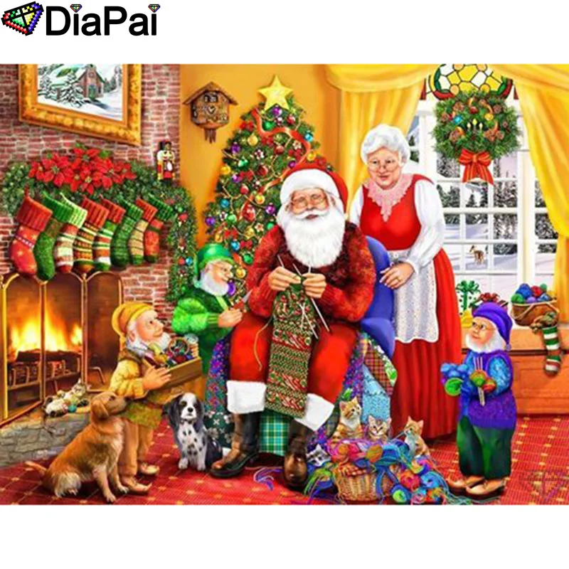 DIAPAI &quotСобака Санта Клауса&quot Алмазная картина 5D полный квадратный/круглый