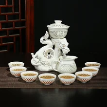 11 шт./лот Винтаж автоматическое домой Чай комплект Керамика фарфоровая ажурная pu'er Чай чашки ярмарка Кубок гайвань Творческий База комплект Чай посуда