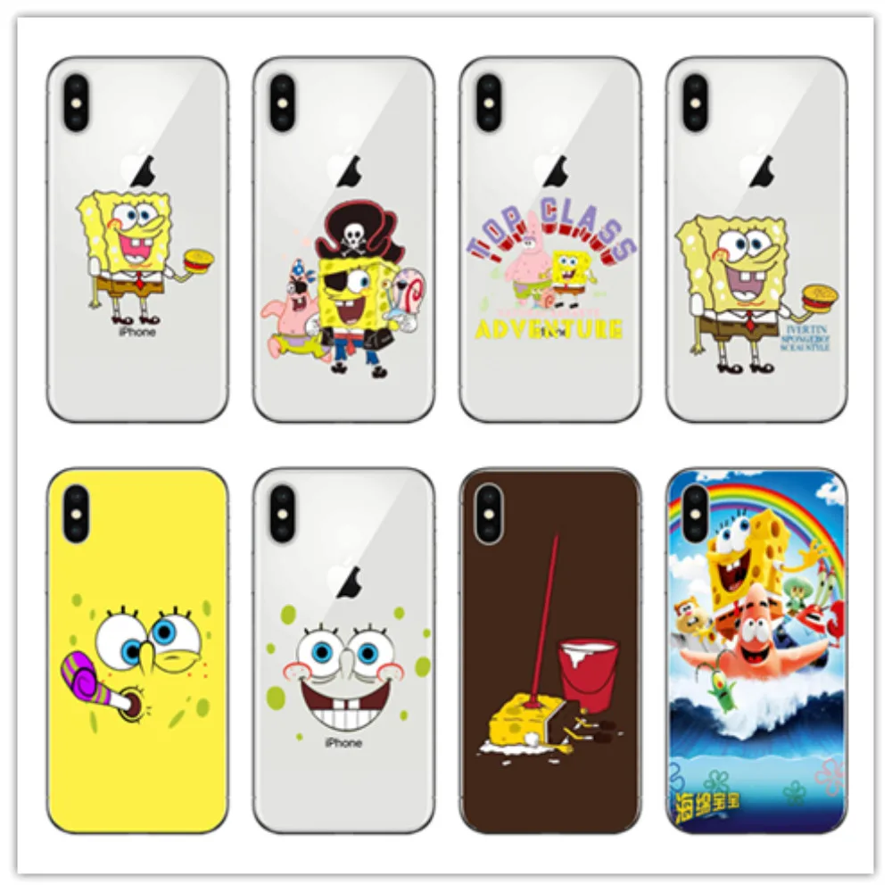 

kuliai For iphone 7 6 XS XR Case Best Friends Forever BFF Spongebob Transparent Phone Case for iPhone 8 7 6S Plus X 5 5S SE