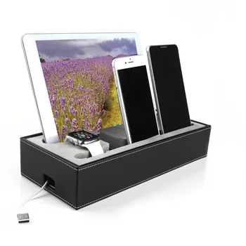 

Multi-function Lazy Mobile Phone Holder Charging Leather Box For Smart Phones