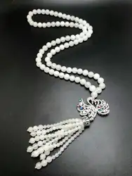 Koraba Ювелирные украшения натуральный белый нефрит бисера Цепочки и ожерелья, модная красивая женская Best подарок бесплатная доставка