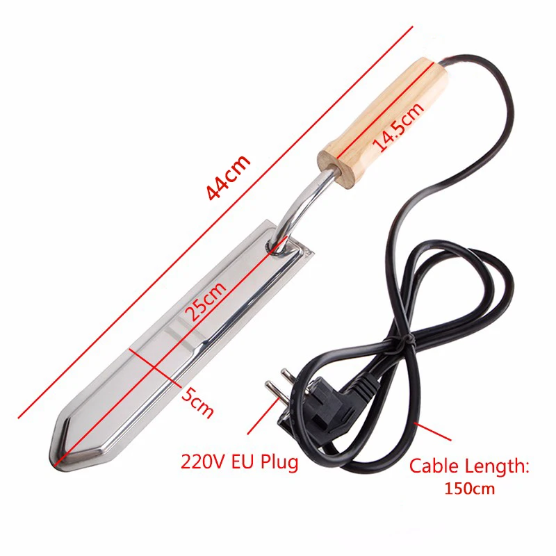 HOT EU Plug Electric Honey Knife Bee Beekeeping Equipment Cutting Knife Heating Handle Wooden Tools Stainless Steel Scraper