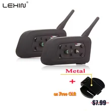 2X 1200M Motorcycle Intercom Bluetooth Helmet Intercom BT Interphone for 6 Riders Wireless Headset Support MP3/GPS Interphone