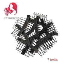 40 шт/лот 7 Theeth парик из нержавеющей стали гребни для париков шапки парик заколки для волос для наращивания сильный черный/коричневый кружевной гребень для волос
