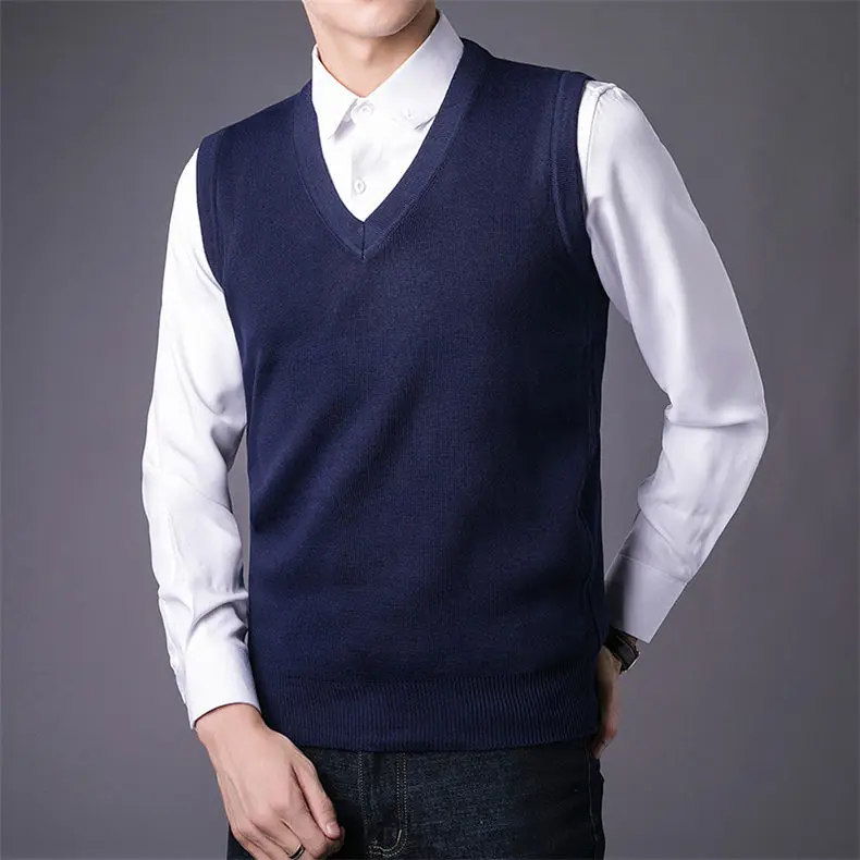 Men Sweater Vest Male Winter Knitted Sleeveless Sweater Men Pullover Flexible V-neck Jumper Autumn 1111 Global Shopping Festival 3