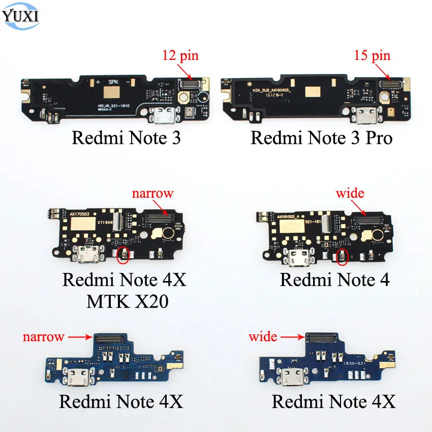 

YuXi Replacement Microphone Module + USB Charging Port Board Flex Cable Connector For Xiaomi Redmi Note3 Note 3 Pro 4 4X MTK X20