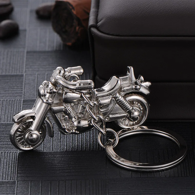 

COOL Motorbike 3D Model Charms Pendant Keyring For Men, Silver Plated Punk Keychains Accessories For Key