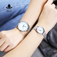 Hot fashion minimalism style women’s watches blue pointer simple silver watch women quartz clock with stainless steel mesh band