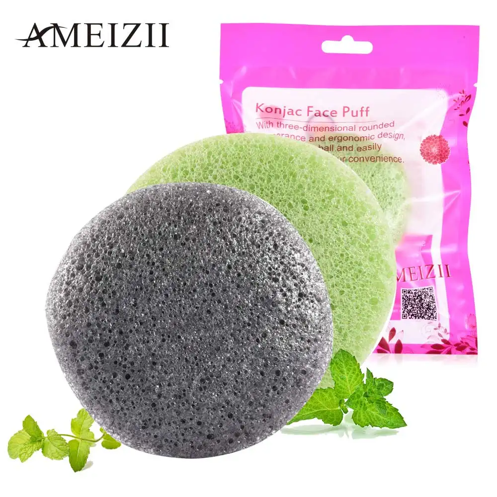 

AMEIZII 1Pcs Round Shape Konjac Sponge Cosmetic Puff Face Cleaning Sponge Natural Konjac Puff Facial Cleanser Tool Wash Flutter