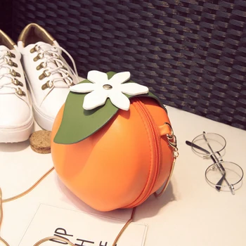 

LJL Fruit Orange Shaped Women Pu Leather Clutch Purse Cross Body Bag