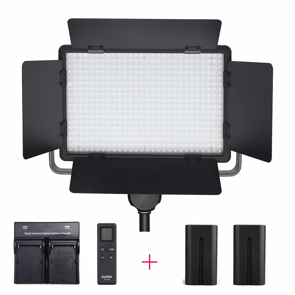 

Godox LED 5600K Video White Light Lamp for Studio Macrophotography Photojournalistic and Video Recording + dual charger+Battery