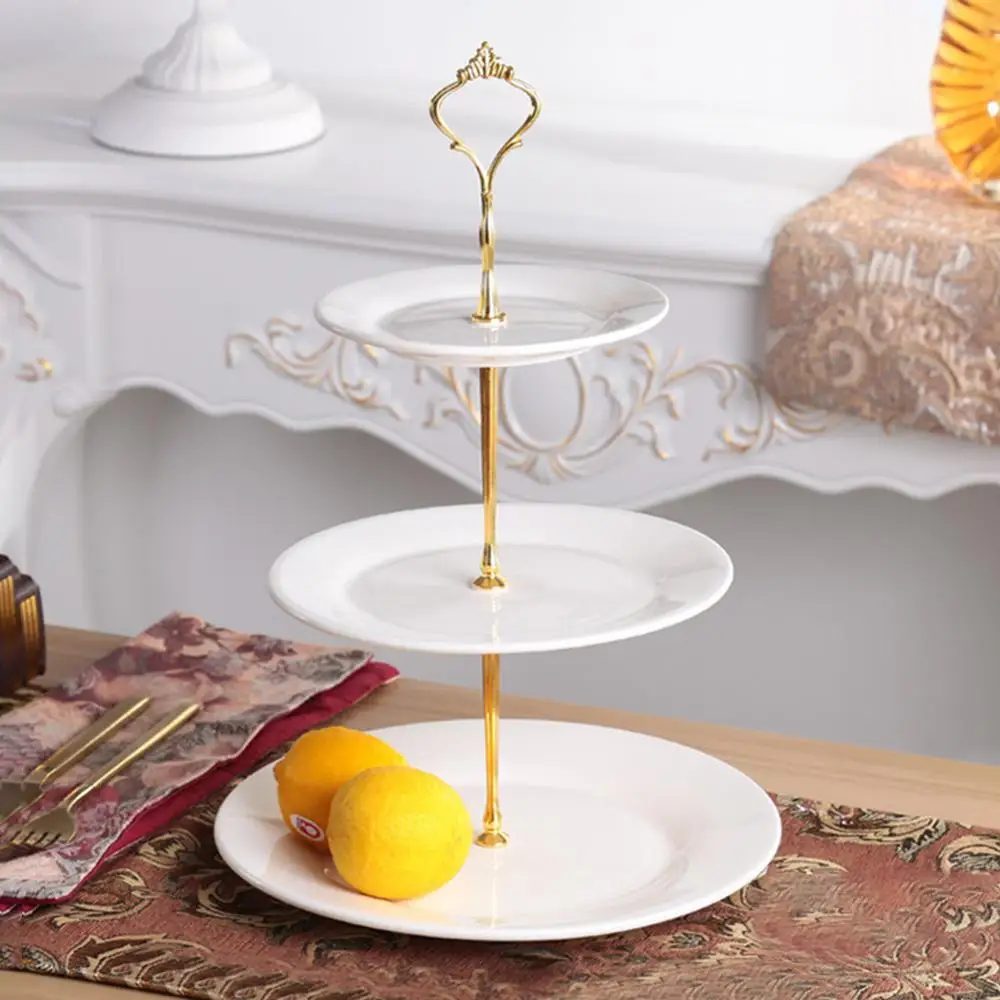

3-Tier ceramic Stand Three-layer Fruit Plate Cake Stand Dessert Storage Rack Birthday Wedding Party Cake Plate Stand