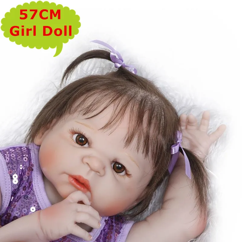

NPK Doll Beautiful Dressing Alive 57cm Baby Girl Reborn Doll 2017 New Full Silicone Bebe Reborn Menina Toys Child Birthday Gift