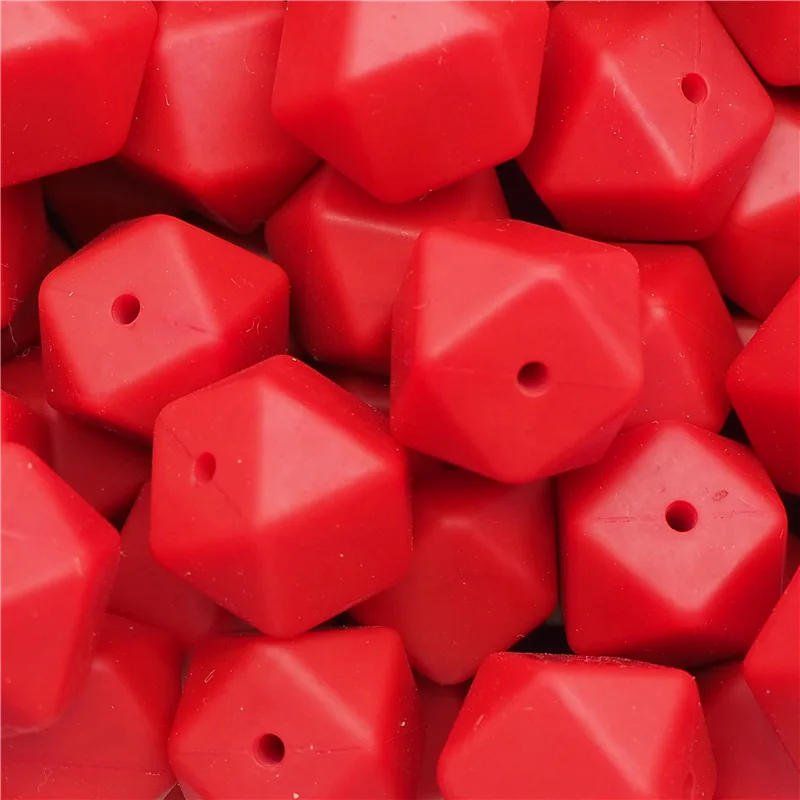 Red Chenkai 100 шт. 17 мм шестиугольник Силиконовые бусы для прорезывания зубов детские успокаивающие Прорезыватели DIY игрушечный детский душ подарок цепочки и ожерелья соски цепи - Цвет: Red