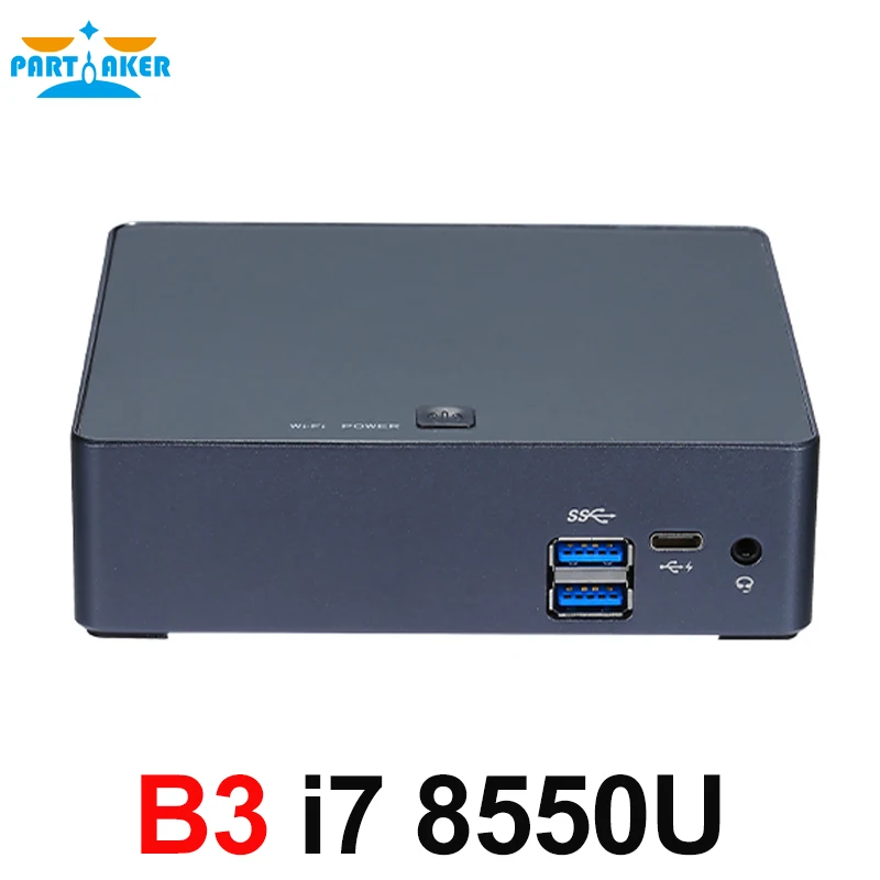 

Partaker Nuc Mini PC i7 8550U Quad Core Windows 10 Pro DDR4 Max 16GB AC Wifi Mini Computer HD Typc-C