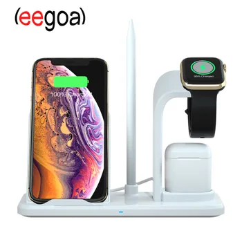 

Wireless 3 in 1 Holder Stand Charger Universal Silicon Holder for iPhone Xs/Xs Max/Xr/X/8 plus/8/7plus/7/ iWatch 4/3/2/1 iWatch