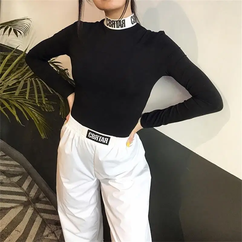 Shstyle белый буквенный принт Брюки карго женские свободные уличные длинные Jogger