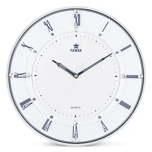 POWER Brand 14 Inch Large Wall Clock Modern living room the office Decor Quiet Sweep Movement Round Wall clock Roman numerals