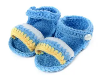 

10 Pairs/lot Casual baby boys girls colorful striped manual knit soft bottom toddler shoes children's crib shoes 11cm