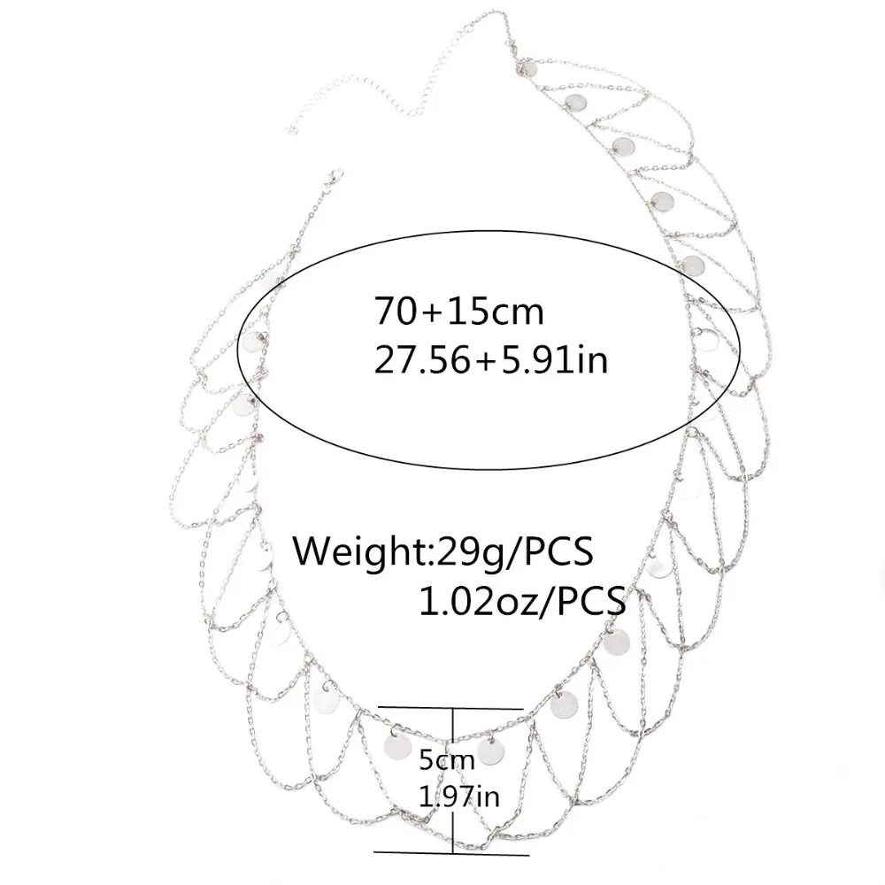 Серебряная, в стиле бохо, золотая металлическая цепочка на талию, с кисточкой, с блестками, Очаровательная многослойная цепочка для тела, бикини, пляж, турецкий танцевальный пояс, ювелирное изделие