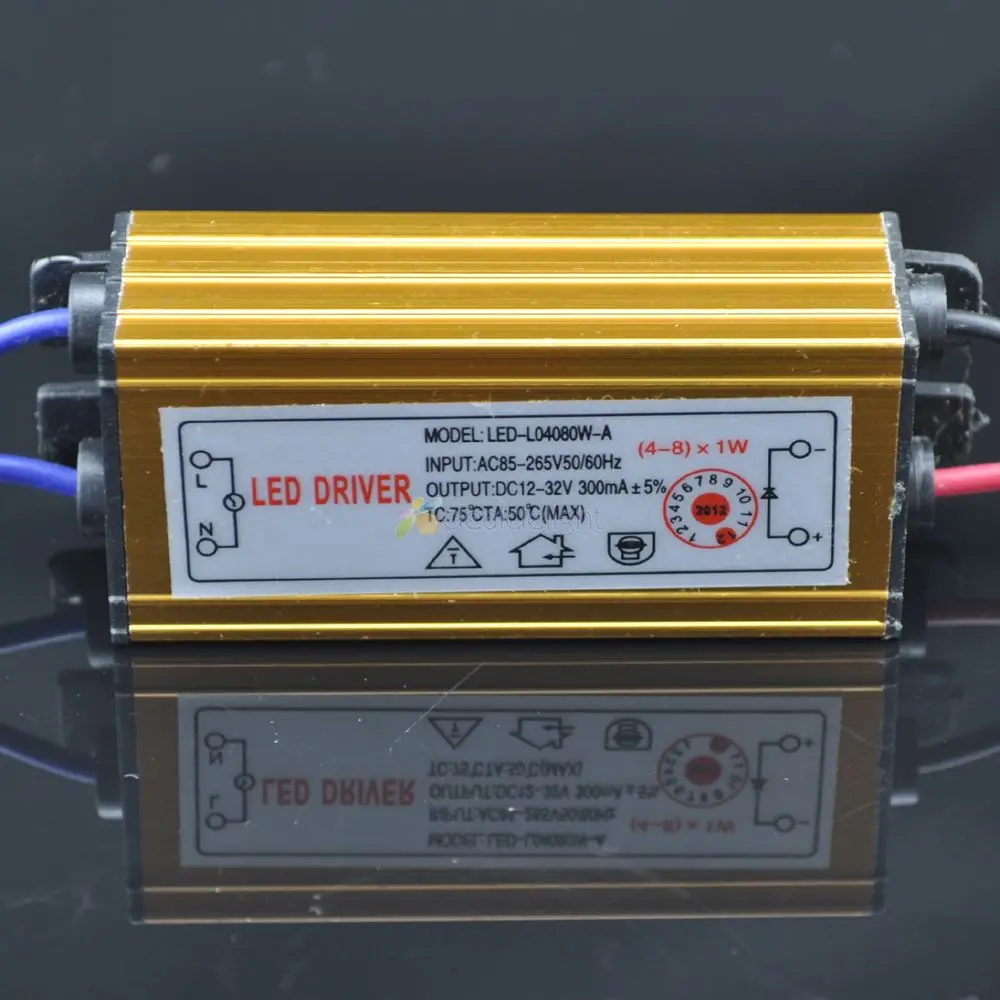 

IP65 Waterproof Constant Current Driver AC85-265V to DC12-32V 300mA for 4-8pcs 1W High Power LED