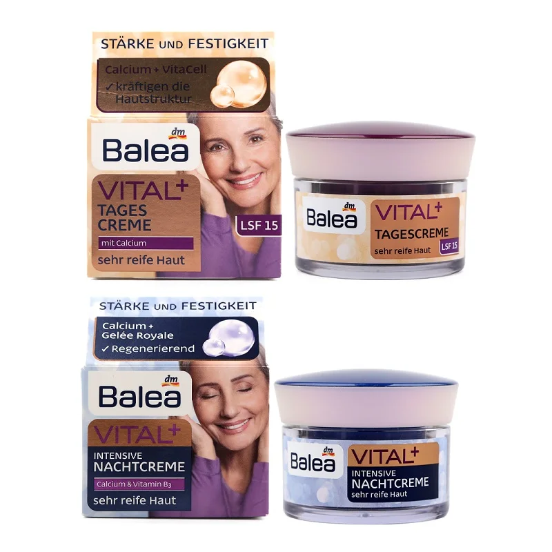 Balea VITAL+ дневной крем+ ночной крем для пожилых зрелых кожи в возрасте от 55+ до 70+ против старения против морщин, повышающий эластичность кожи, укрепляющий