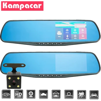 Kampacar 1080P Car Dvr Dash Camera Auto 4.3 Inch Touch Rearview Mirror Digital Video Recorder Dual Lens Registratory Camcorder Kampacar 1080P Car Dvr Dash Camera Auto 4.3 Inch Touch Rearview Mirror Digital Video Recorder Dual Lens Registratory Camcorder