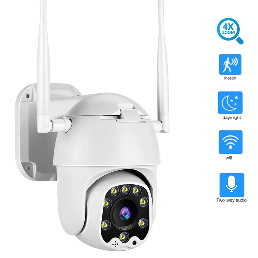 

1080P PTZ IP Camera Wifi Outdoor Speed Dome Wireless Wifi Security Camera Pan Tilt 4X Digital Zoom Network CCTV Surveillance