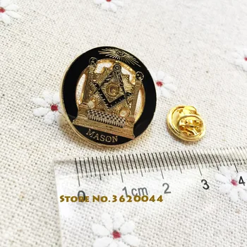 

50pcs Free Masons Custom Brooches and Pins Badge With Butterfly Clutch On Backing Round Double Column Pillar Masonic Lapel Pin