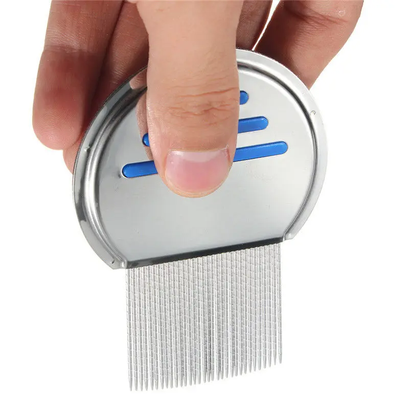 Mascotas Peine de acero inoxidable piojos Metal cabeza dientes plata Durable alta calidad Peine belleza Pelo limpieza cepillo mascotas