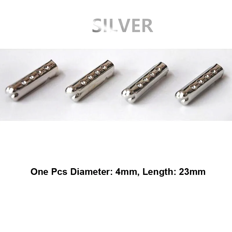 JUP 1 Bag/20 Pcs Silver Golden Metal Bullet-Shaped Shoeslaces Heads Copper Shoelace Heads Round Rope Metal Laces Head 4mmx23mm