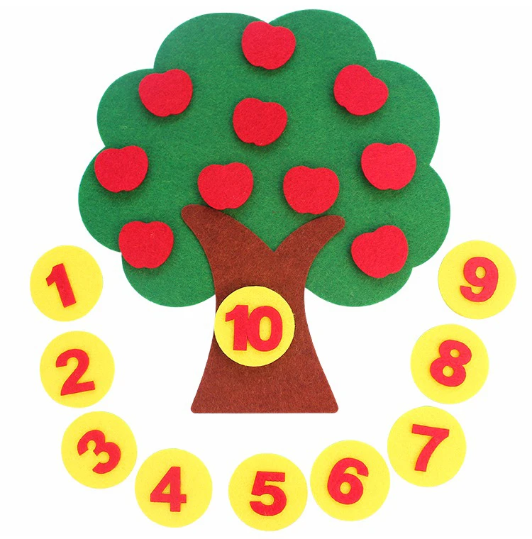 

ZY DIY Beautiful Kids Early Learning Numbers Apple Tree Nonwoven DIY Felt Fabric