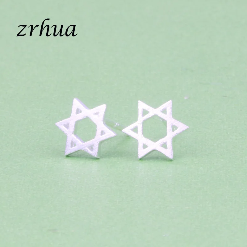 ZRHUA, женские серьги-гвоздики в форме сердца, 925 пробы, серебряные серьги для женщин, подарок, Стерлинговое серебро, ювелирные изделия, женские серьги - Окраска металла: star2