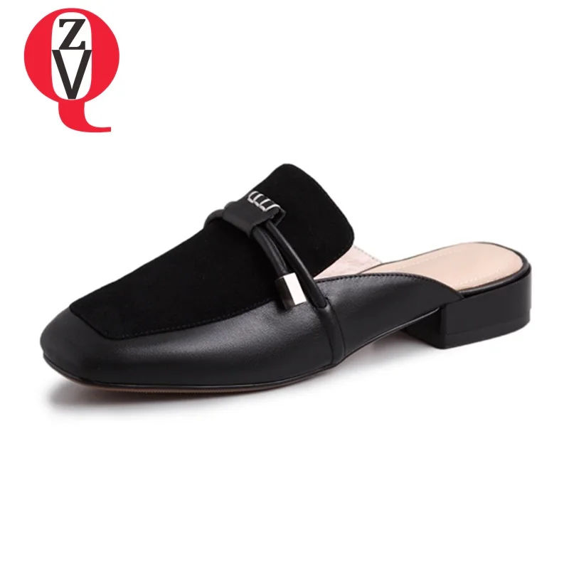 

ZVQ new high quality concise casual dress low square heel woman slippers 2019 square following shoes ladies open heel slippers