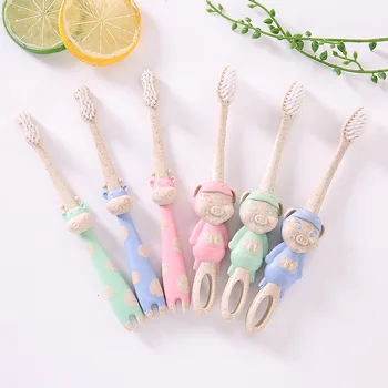 

Eco friendly Wheat Kid Children Toothbrush Wheat Straw Soft Bristle Cartoon Giraffe Animal Mouth Oral Cleanning Health Brush