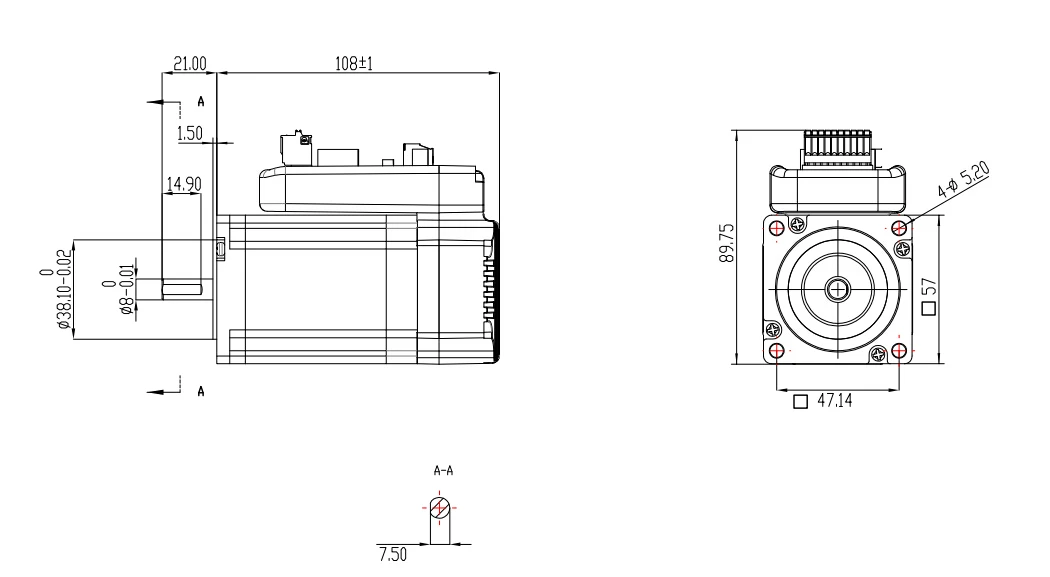 JMC nema 23 2-фазный 2Nm 4.5A встроенный шинный шаговый двигатель IHSS57-36-20-RC