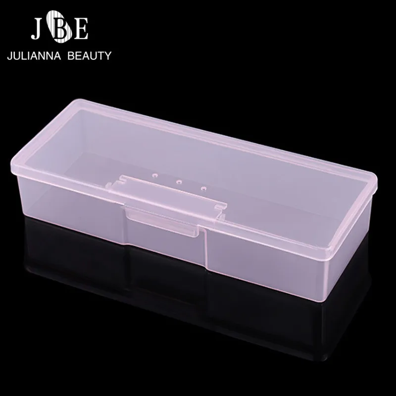 

1Pcs Plastic Nail Tools Storage Box White & Pink Transparent Multi Utility Storage Nail Art Sanding Buffer files Brush Pen Tools