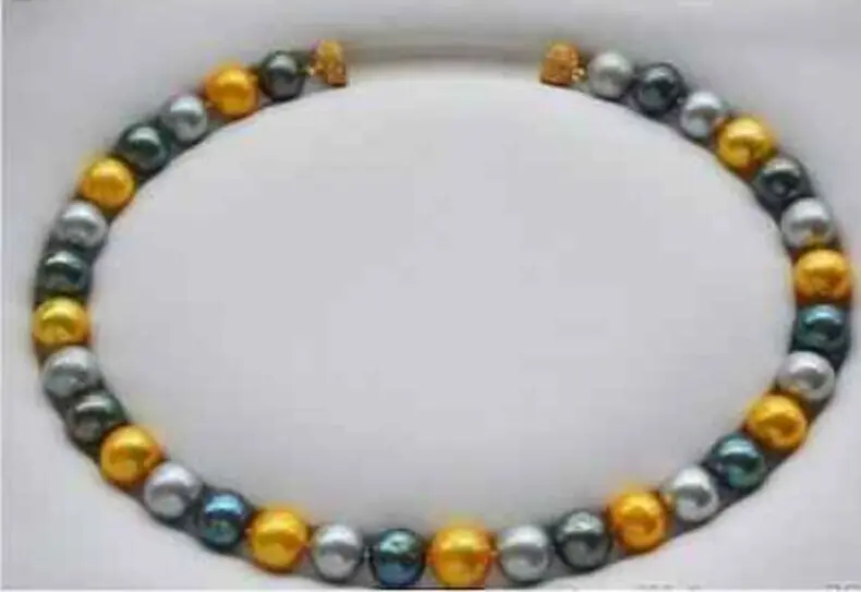 

promotion 9-10mm natural south seas multicolor pearl necklace 18inch
