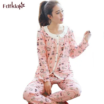 

Fdfklak 2017 Autumn Winter Pyjamas Womens Pajamas Set Pijamas Mujer Warm Sleepwear Home Clothes High Quality Two Piece Set Q409