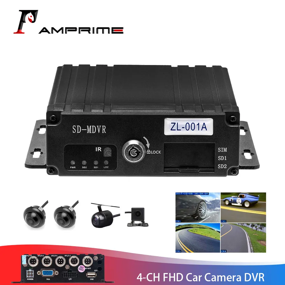 AMPrime 4 CH 1080P Full HD Автомобильная камера DVR 360 объемный вид с птичьим видом панорама