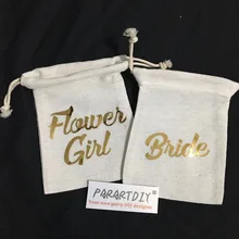 Индивидуальные имена, платье подружки невесты, Свадебная вечеринка, восстановление комплект для выживания в пользу муслиновые мешки прием гостей в доме невесты Подарочные пакеты мешки