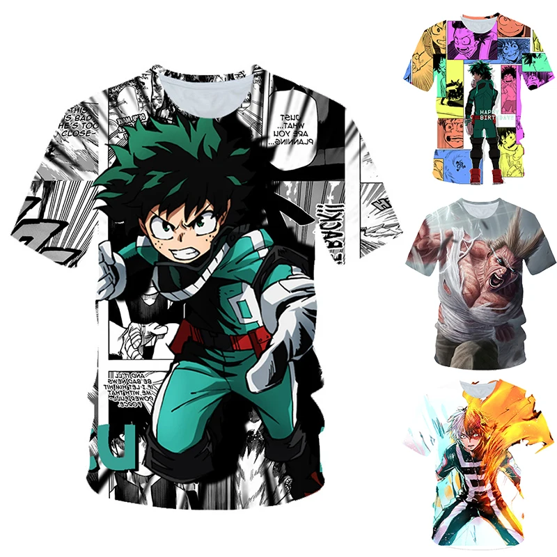 

Anime Boku No Hero Academia 3D T Shirt Women Men Summer Short Sleeve Tee Tops Deku Bakugou Shoto Streetwear T Shirt Plus Size