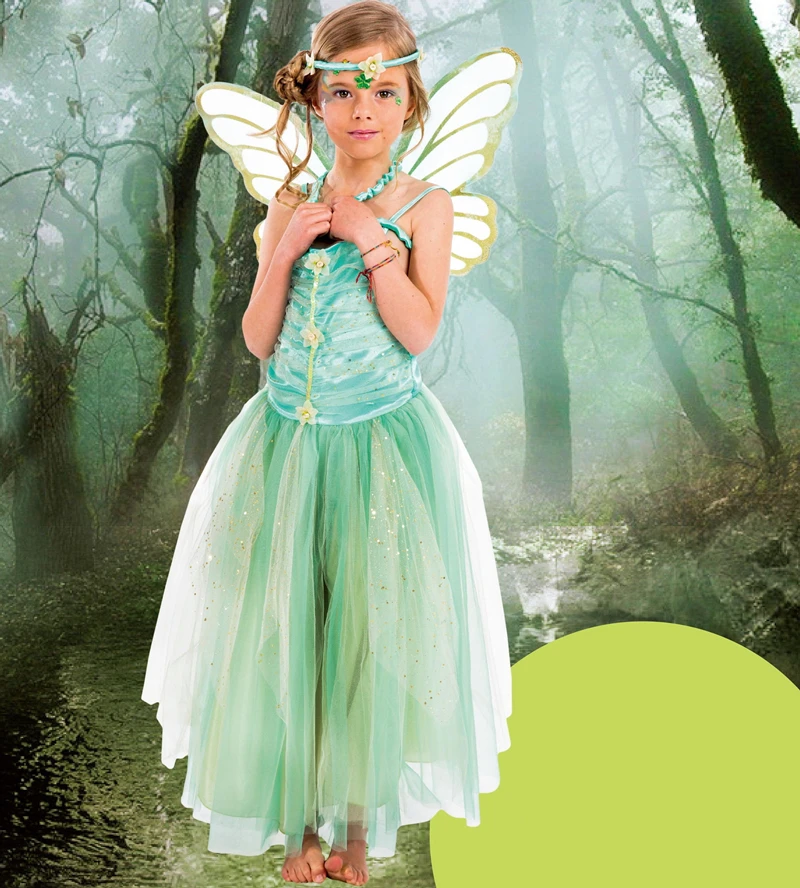 

Girls Flower Sequined Tinkerbell Inspired Halloween Butterfly Fairy Wings Costume Children Elf Cosplay Festival Party Dress