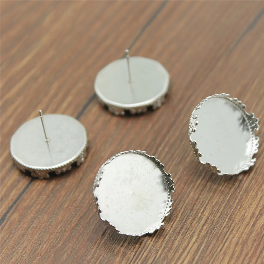 

WYSIWYG 20 штук 20 мм 15 мм 12 мм Нержавеющая сталь Материал Корона край серьги-гвоздики, серьги база/пустое обрамление для ювелирных изделий для серьги решений