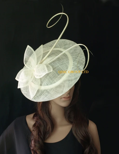 New Cream Ivory Sinamay Fascinator Hat Wedding Tea With New Cream Ivory Sinamay Fascinator Hat Wedding Tea With Ostrich Spine